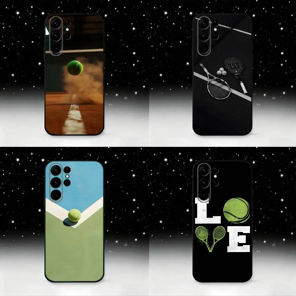 

Sports Tennis Phone Case For Samsung S 25,24,23,22,30,21,10,9,Ultra,Plus,Lite,FE,4,5 G Black Soft Case