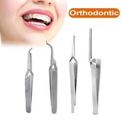 Dental Bracket Tweezers Orthodontic Reverse Buccal Tube Lingual Buttons Bonding Tweezer Holder Placer Articulating Paper Tweezer