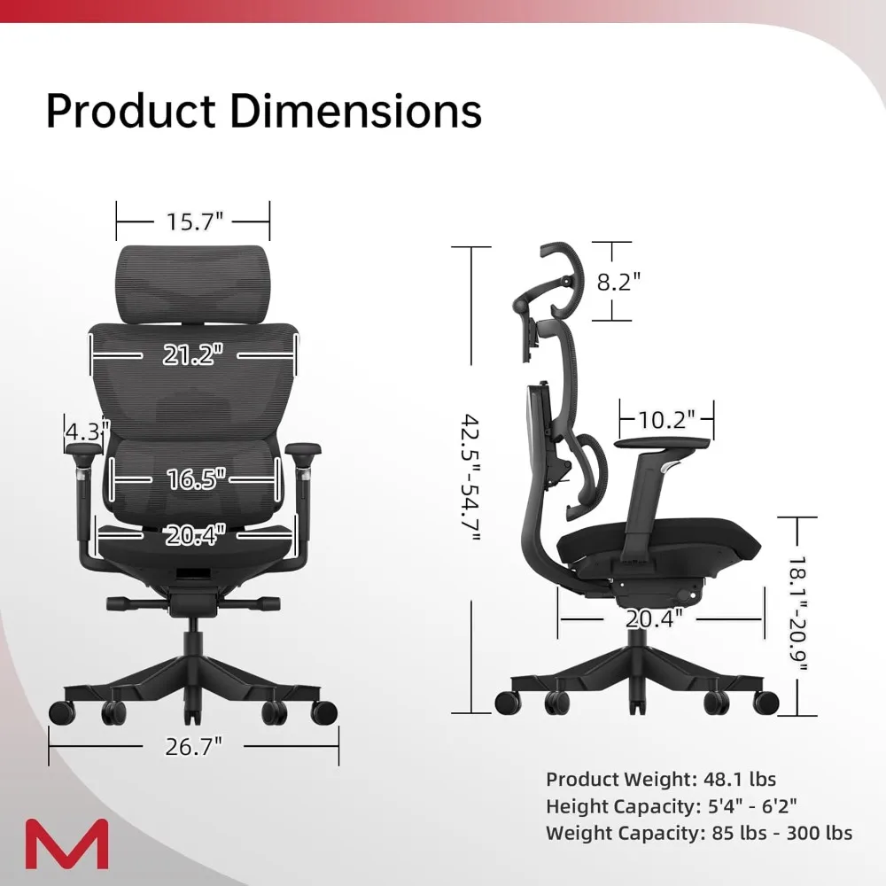 Ergonomic Office Chair Home Office High Back Desk Chair with VTS System & Adaptive Lumbar Support TiltPro Headrest 4D Armrest