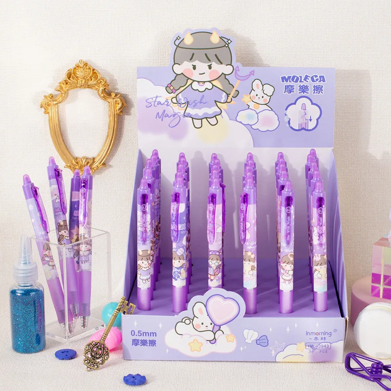 

36pcs/lot Kawaii Girl Erasable Gel Pen Cute 0.5mm Signature Pens School writing Supply Promotional Gift