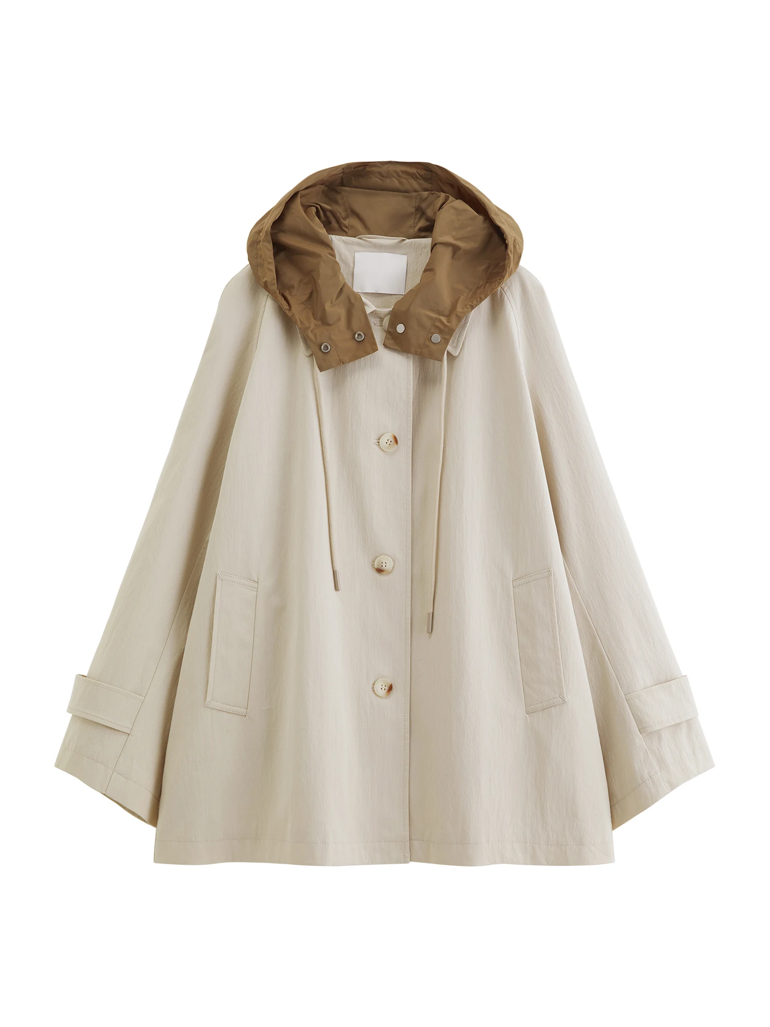 ZIQIAO 2026 Spring New Women's Petite Utility Hooded Trench Coat