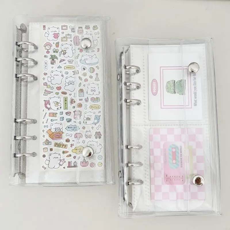 6 Rings PVC Card Album =Covers OR 10 Sheets 20 Pocket 6 Hole Punched Pocket Photo Sleeve for 6 Rings Card Organizers H8WD