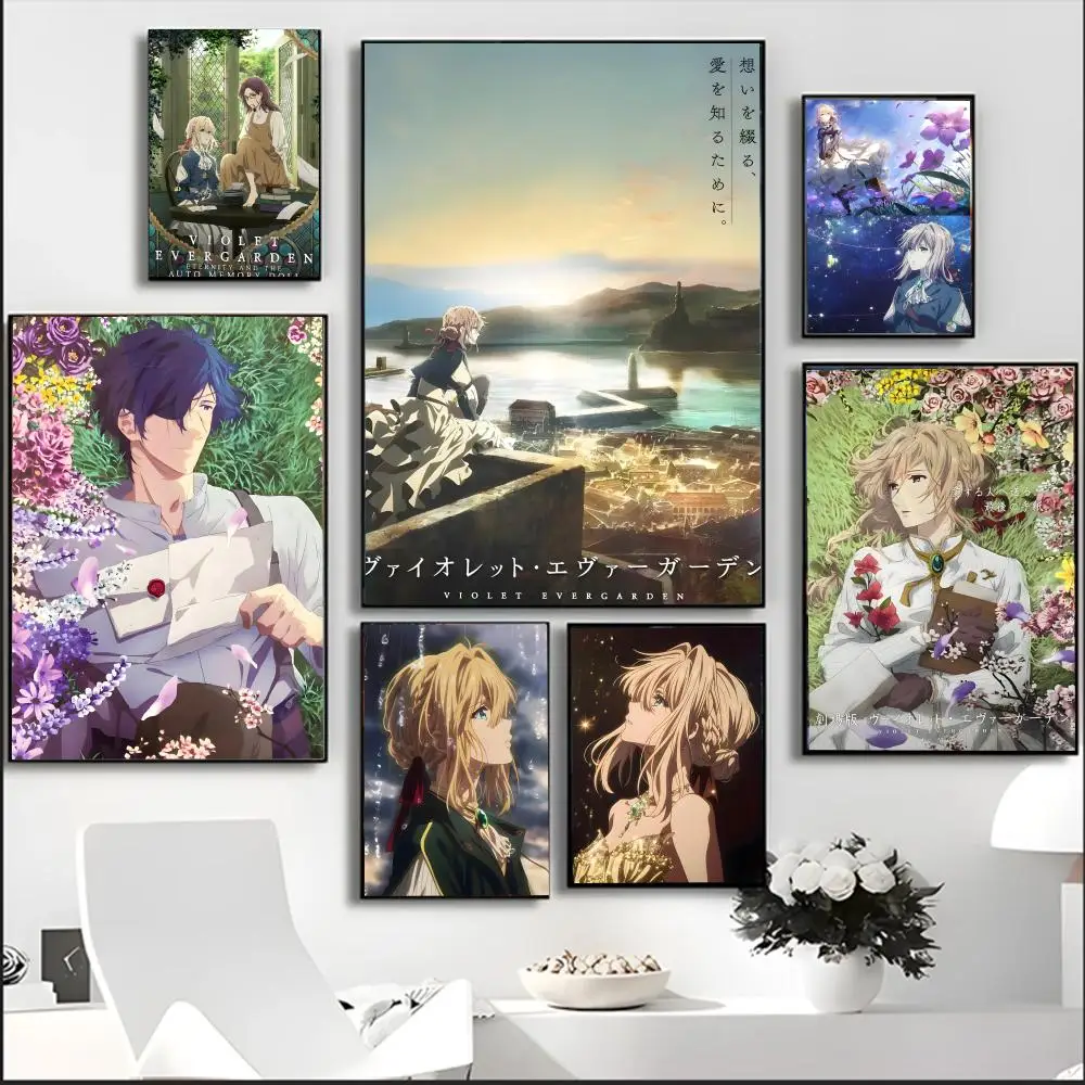 Violet E-E-Evergarden Anime Painting Calligraphy HD Waterproof Canvas Poster Art: Aesthetic Wall Decor Home,Bar & More