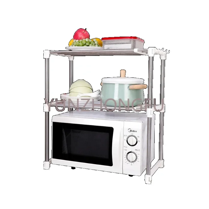 Tier Adjustable Microwave Oven Rack Kitchen Counter Organizer Shelf Stainless Steel Extendable Utensils Stand Holder