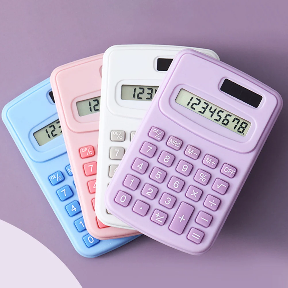 

4Pcs Portable Pocket Calculator Candy Color Handheld Basic Electronic Calculator for School Office Student Gift