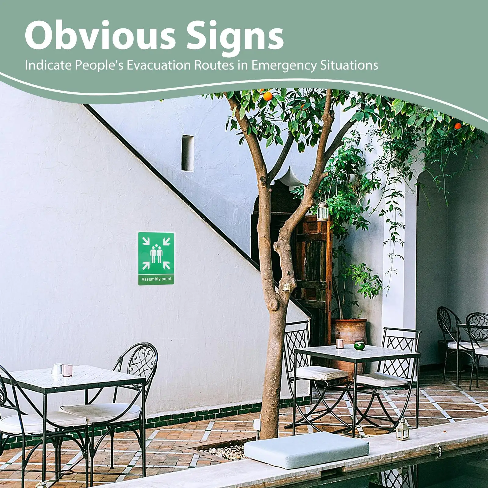 5 Pcs Evacuation Sign Assembly Point Warning Shop Signage Pvc Safety Stickers Emergency Business