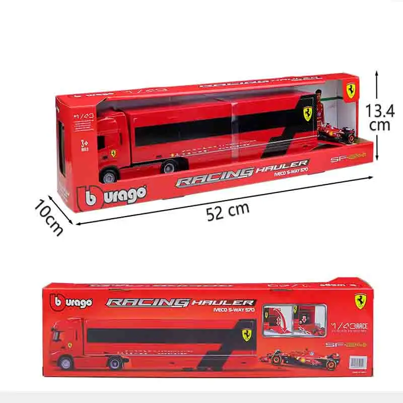 Bburago 1:43 F1 Racing Hauler Set Ferrari SF24 #16 Charles Leclerc & Mercedes‑AMG W15 Alloy Die‑cast Truck & Formula 1 Car Model