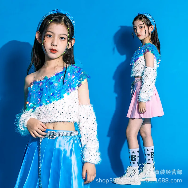 

Girls' group singing costumes Blackpink children's jazz dance costumes Girls' clothing Summer jazz set performance costumes