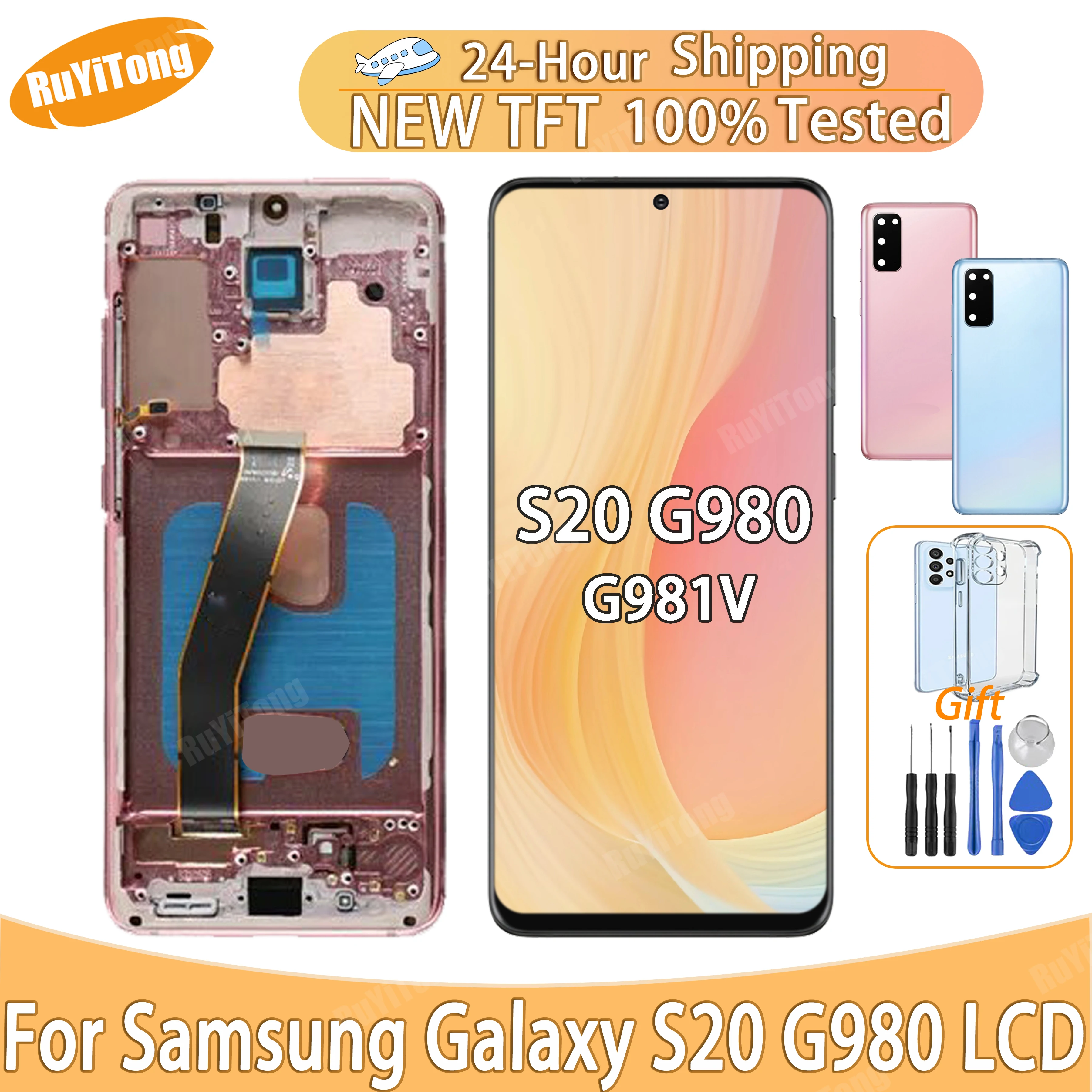 

НОВАЯ замена TFT-экрана, для Samsung Galaxy S20 G980 G980F G981V ЖК-дисплей, цифровой сенсорный экран с рамкой CN/US в сборе