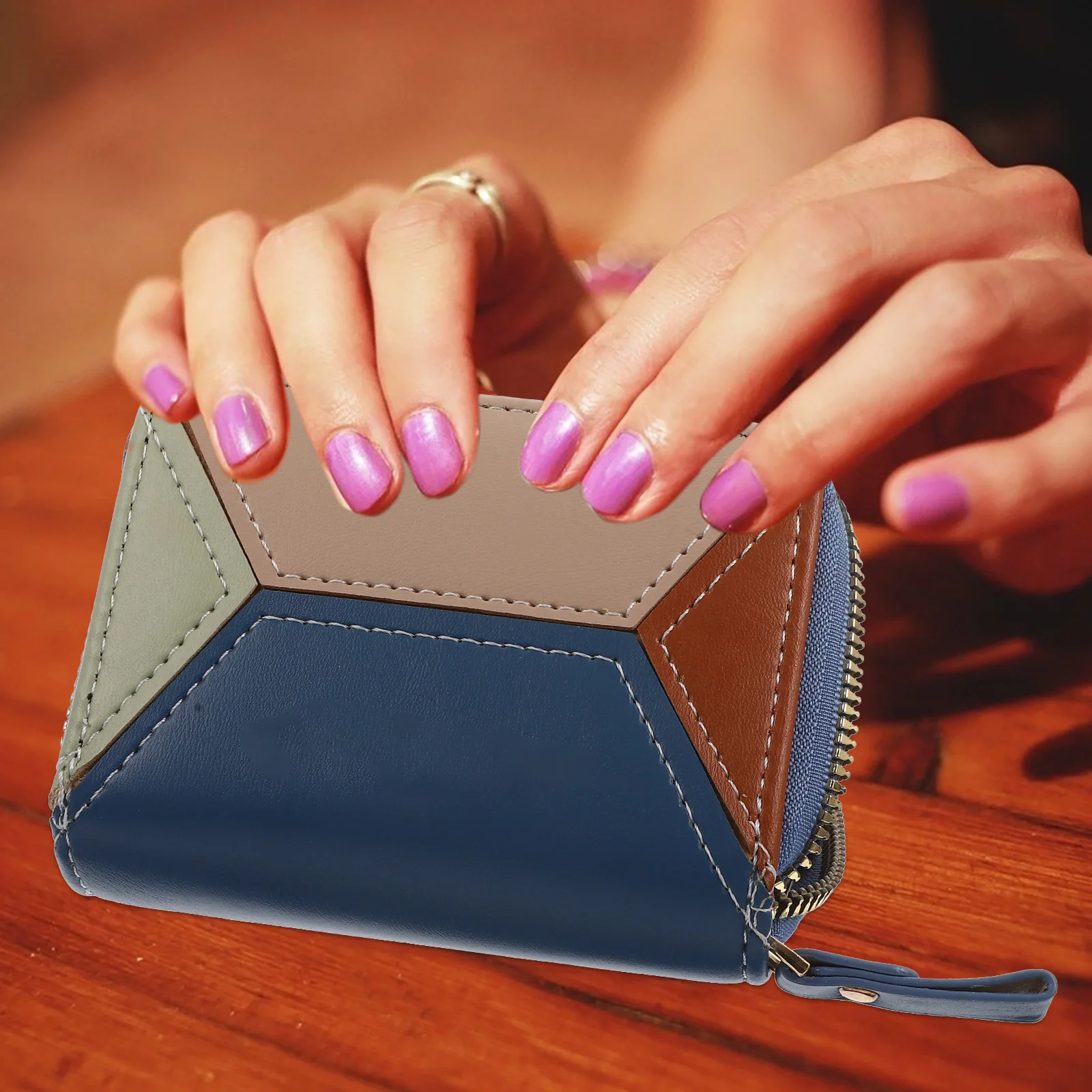 حقيبة تخزين متعددة، مادة PU عالية الجودة، محمولة وخفيفة الوزن، محفظة خارجية، حامل بطاقات الائتمان #1