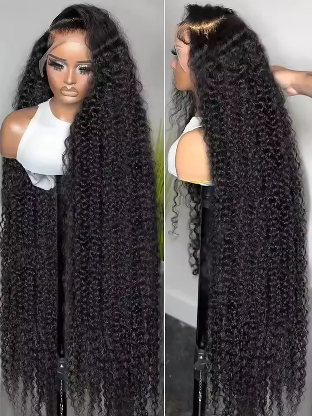 Curly Human Hair Wigs Water Wave Lace Frontal Wig 40 42 Inch Deep Wave 13x4 13x6 HD Lace Frontal Wig On Sale 250% High Density