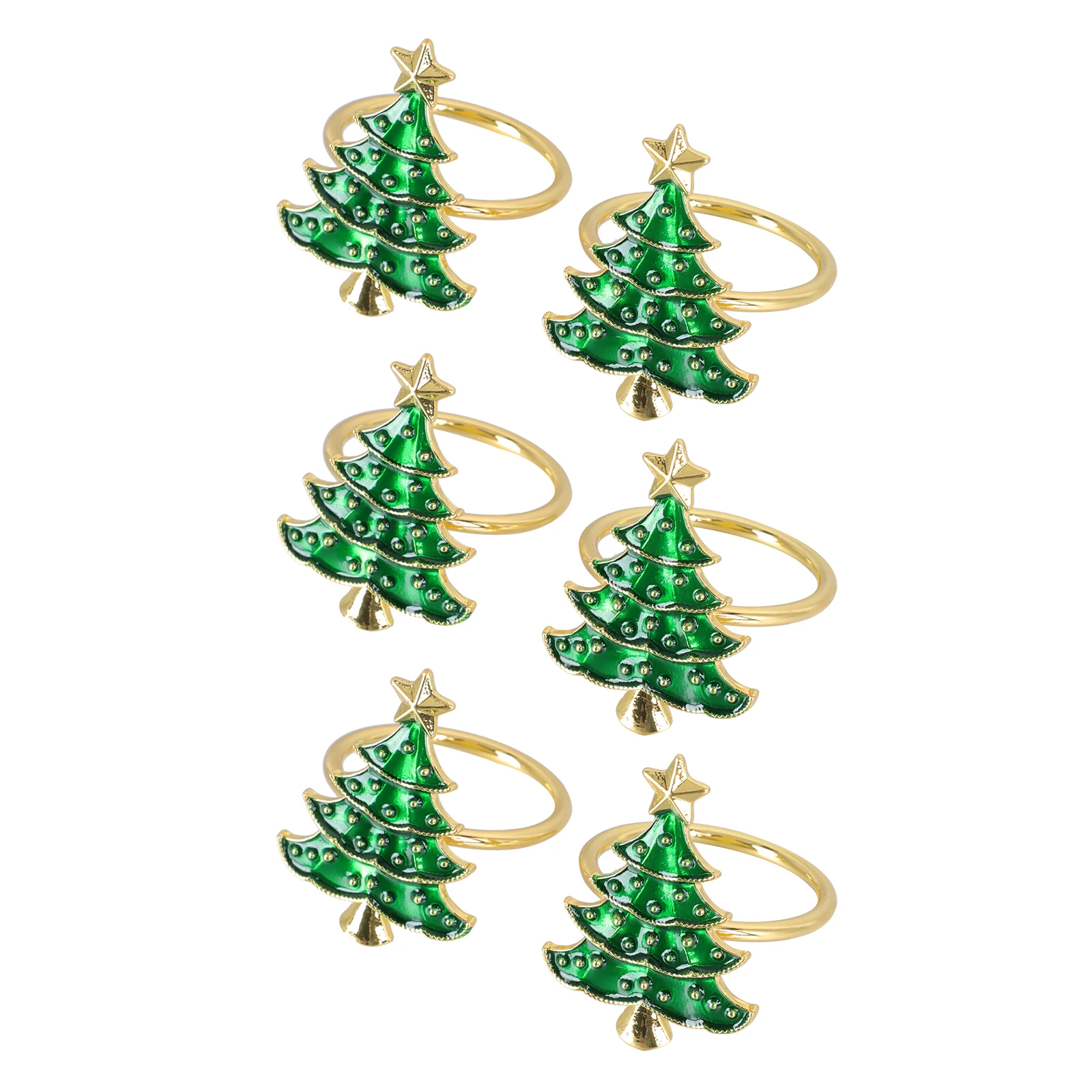 

6pcs Christmas Tree Napkin Ring Metal Towel Holder Holiday Party Decor Xmas Supplies Dinning Table Accessories Napkin