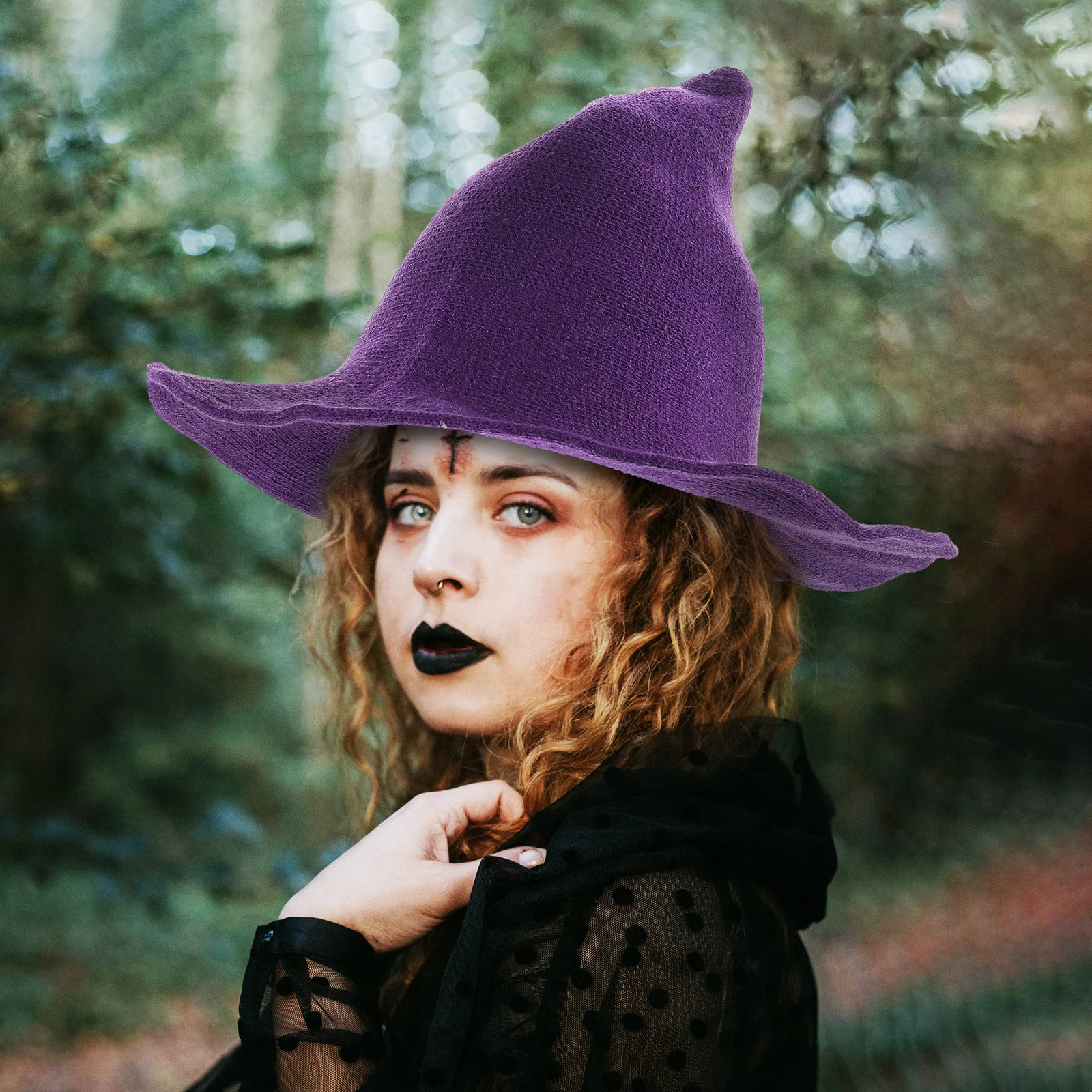 

Witch Hat Winter Warm Cotton Hat For Halloween Party Masquerade Carnival Role Play Photo Props Stage Performance Decor