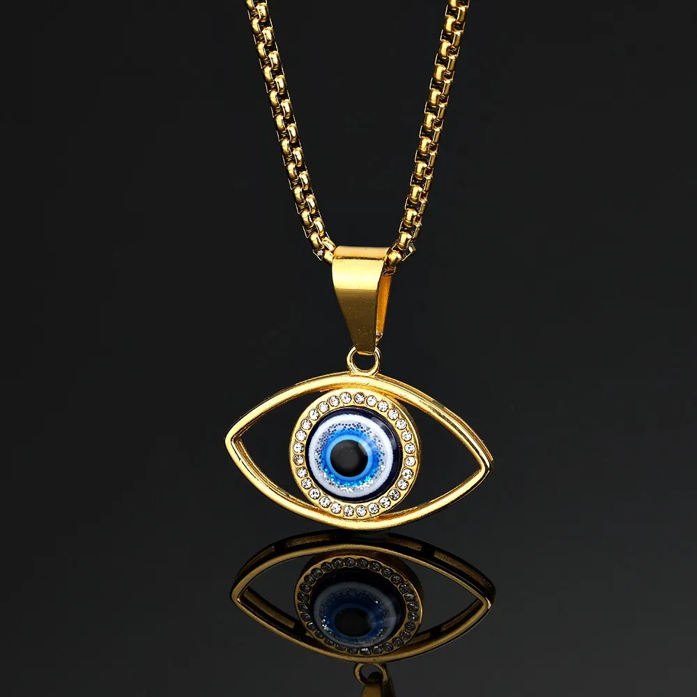 Nwe Vintage Eye of Fortune Pendant Necklace for Women steel and titanium Personality Gothic Chain Necklaces Jewelry Gift