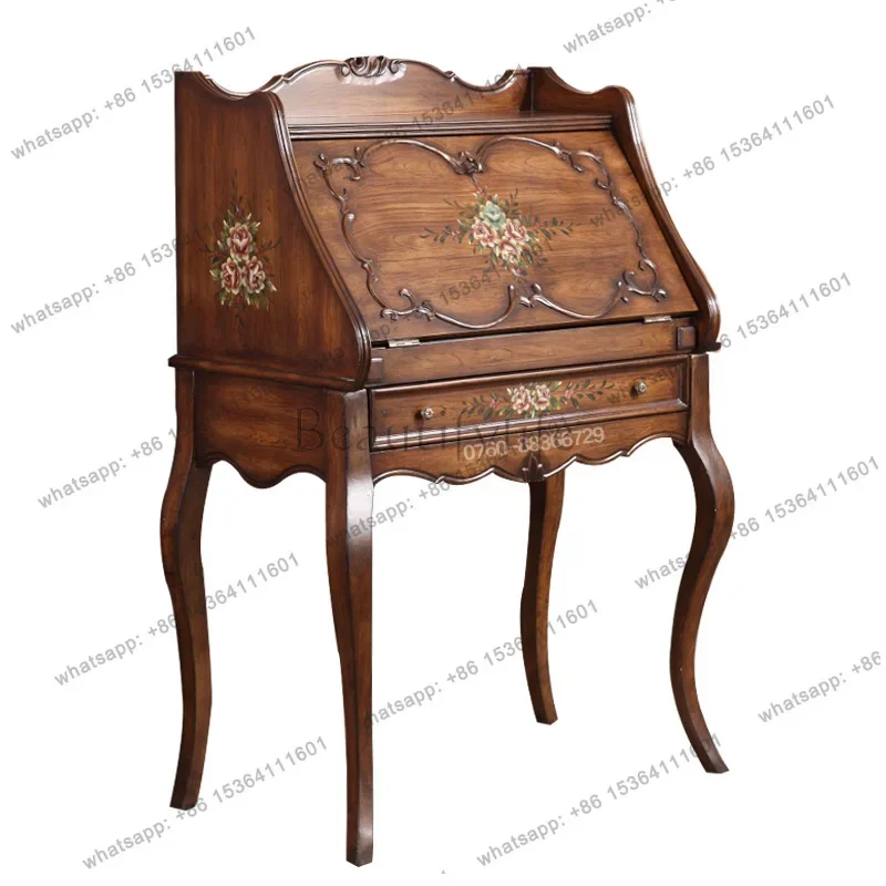 LX Multifunctional American Flip Folding Painted Dresser Study Furniture Vintage Desk CabinetSSS