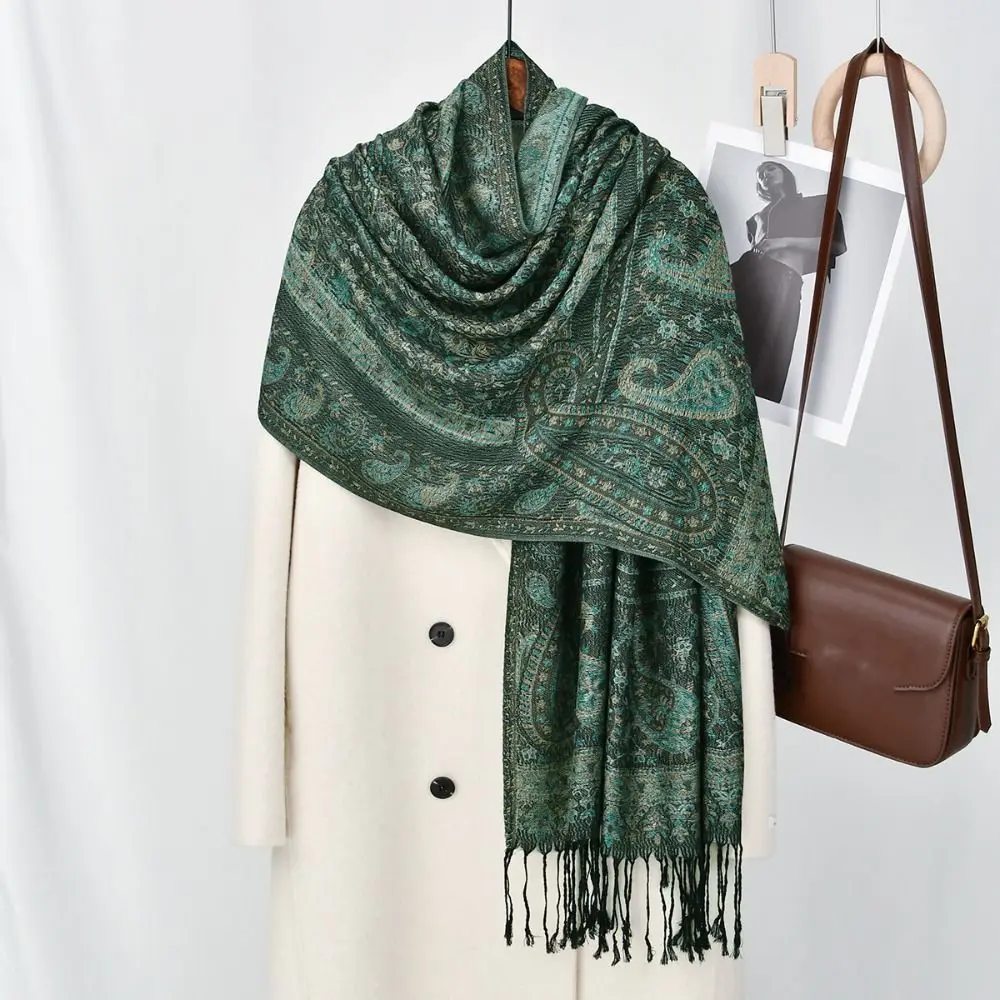 

Elegant Printed Ethnic Style Scarf Long Jacquard Hijab Scarf Bandana Thin Wraps Shawl Women