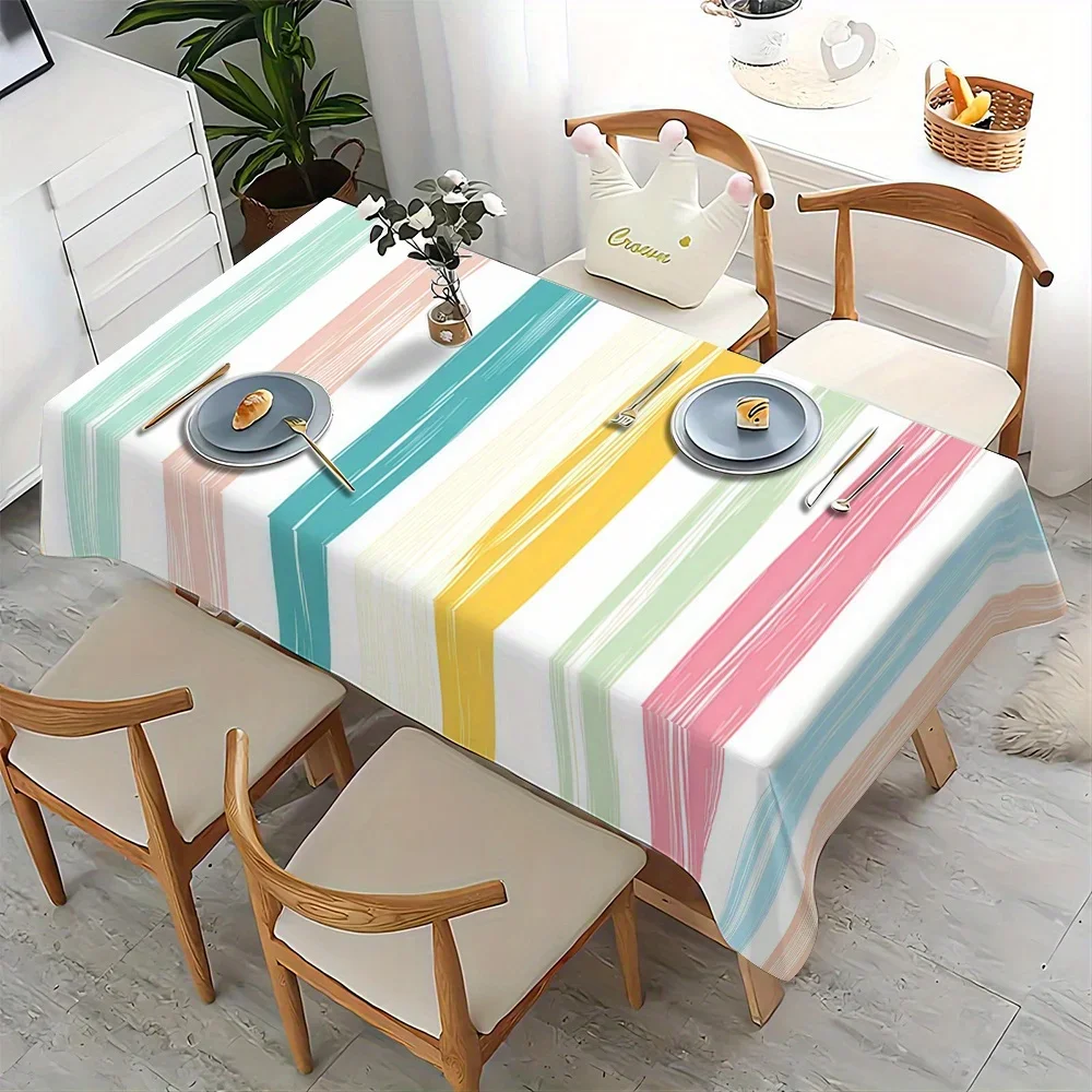 JIT, 1pc rectangular polyester fabric tablecloth, perfect for dining in spring/summer - easy to cleanxzj
