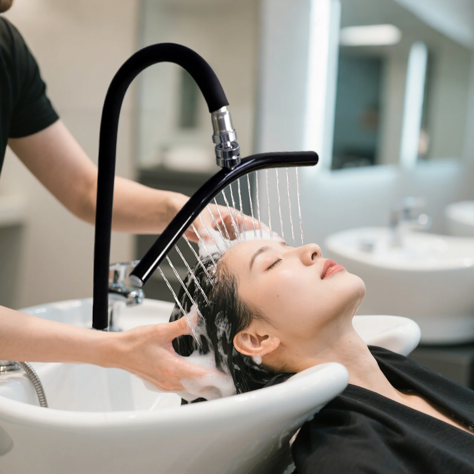 

Adjustable Y-Shaped Head Spa Waterfall for Shampoo Bed , Salon Massage Equipment Elbow Shower Water Circulation Rack