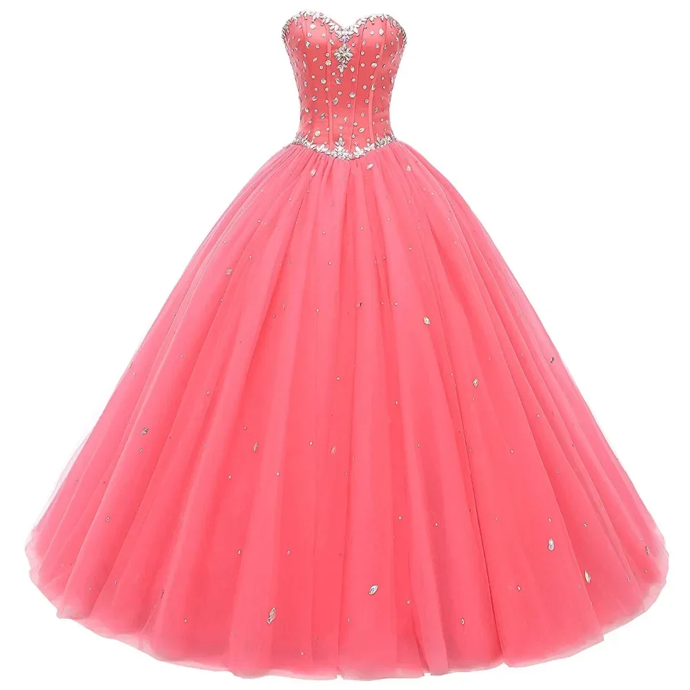 

Gorgeous Quinceanera Dresses 2025 Crystal Beads Debutante Ball Gown Prom Dresses Vestido De Quince Robe De Soiree Customized