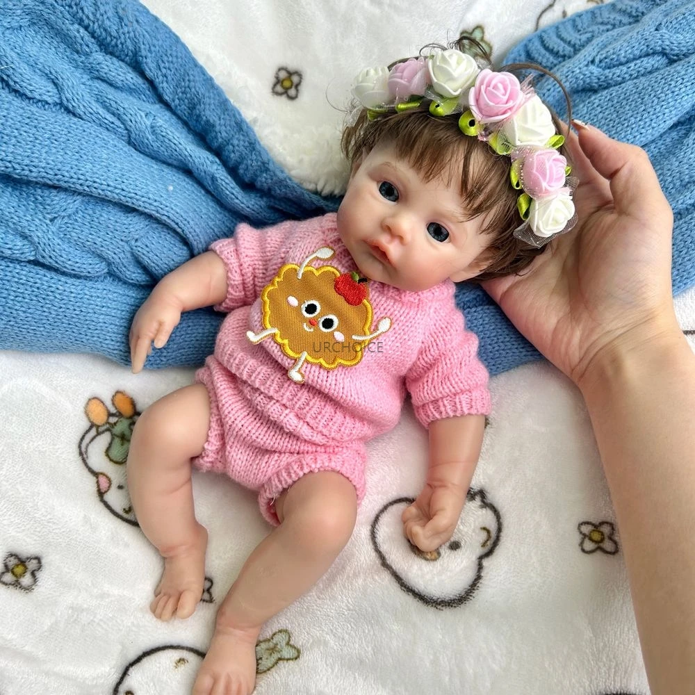 Realistische 12" siliconen reborn babymeisje met geworteld haar Full Body zachte wedergeboorte pop voor kunstenaar verzamelaars pop verjaardagscadeaus