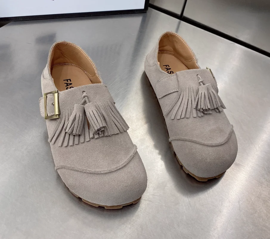

Maggie's Walker Women's Casual Shoes Fashion Genuine Leather Slip-on Loafers with Tassels Size 35~40
