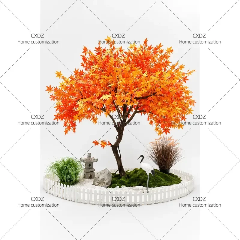 Artificial Red and Green Maple Tree Large Fake Plant for Indoor Outdoor Landscaping Decor Photography Props Film Shooting