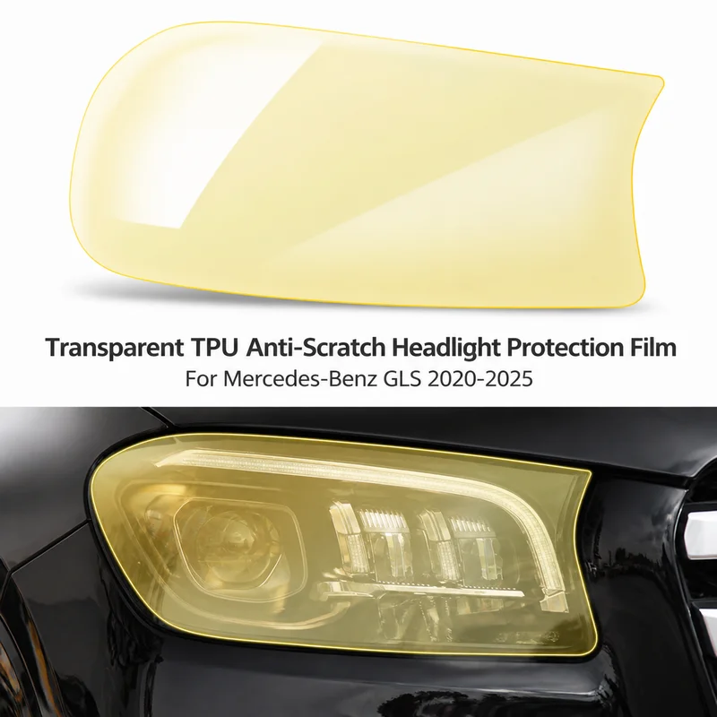 For Mercedes-Benz GLS 2020-2025 Transparent TPU Anti-Scratch Invisible Headlight Protection Film Car Accessory Trim