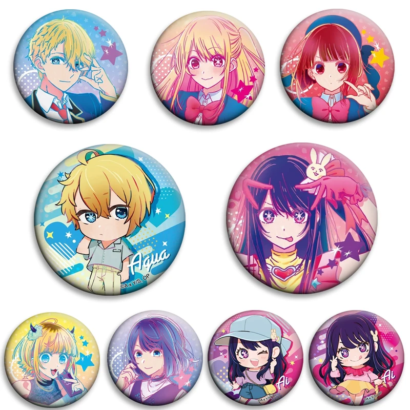 

Anime Oshi No Ko Tinplate Button Pins Creative Brooches Characters Icon Badges for Clothes Bag Decor Jewelry Accessories Gifts