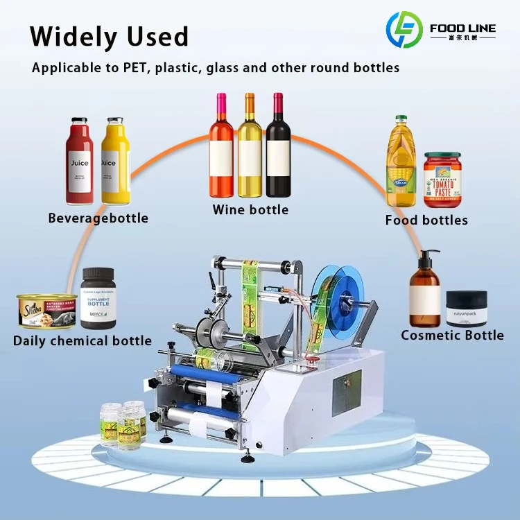 Small Business Stainless Steel Semi Auto Food Can Round Bottle Sticker Label Labelling Machine Customized