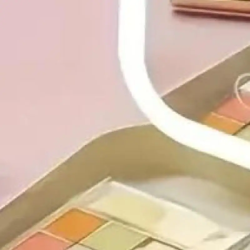 Foldable Pink Leather LED Makeup Mirror, USB Rechargeable Travel Organizer, Compact & Portable Design