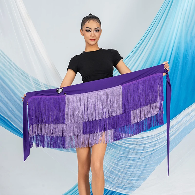 

2024 New Full Tassels Skirts Women Wrapped Fringe Strap Latin Dance Skirt Adults Chacha Samba Salsa Latin Dance Clothes SL9755