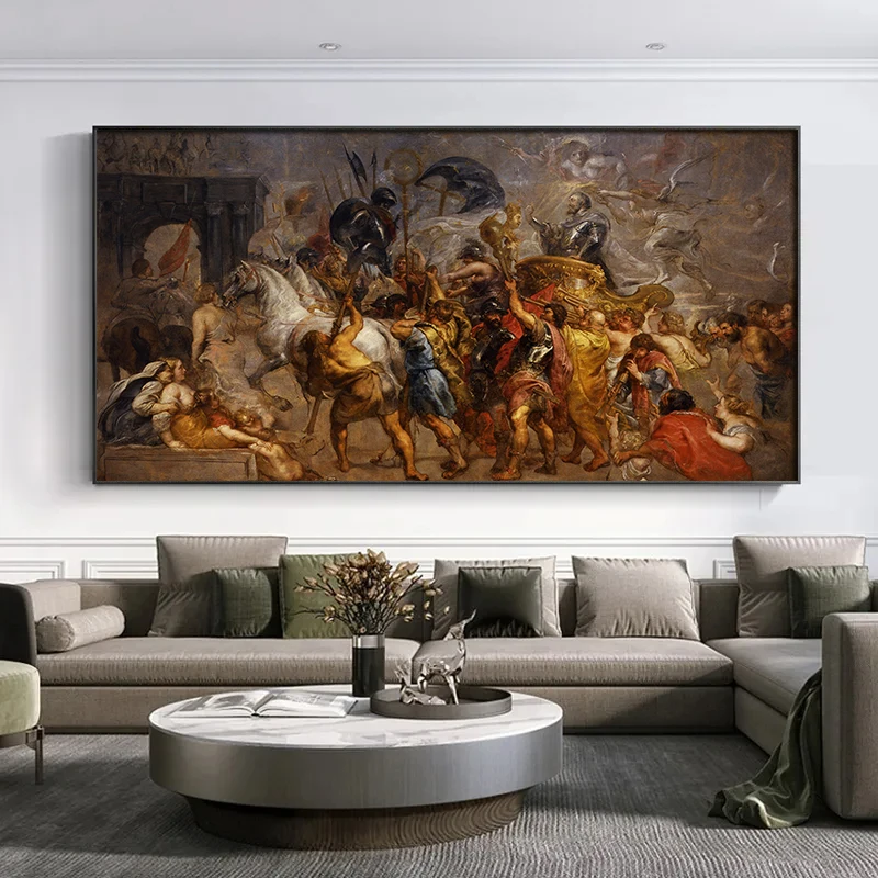 The Triumphal Entry of Henry IV into Paris Poster Retro Wall Art Rubens Painting Canvas Print Vintage Room Decor Picture Cuadros