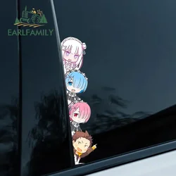 EARLFAMILY 13cm x 2.6cm Car Stickers For Rem Kawaii Peeker Cute Anime Motorcycle Windows Decal Car Accessories Creative RV JDM