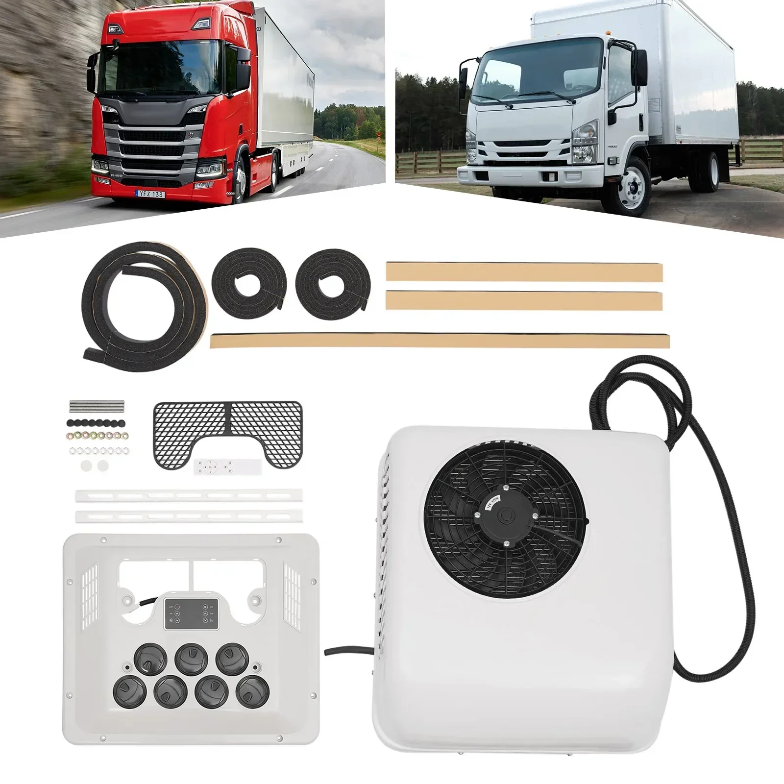 

2V RV Air Conditioner 2000W/800W Heating AC Unit 6000BTU 6 Air Vents Caravan Air Conditioner for Trucks RVs Buses Quiet Durable