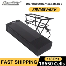 ChamRider-Electric Bike Battery Box, Rear Rack, Donkey Kong, USB, Double Layer Luggage, 48V, 36V, 52V, 5V, 14S8P