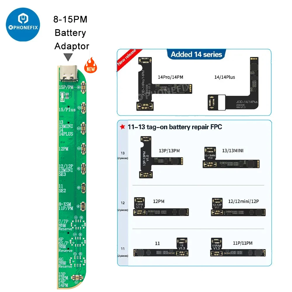 Imagem -04 - Original Tag-on Bateria Reparação Cabo Flex Iphone 11 12 13 14 15 Pro Max Programa de Dados de Leitura e Gravação Ferramentas jc V1se
