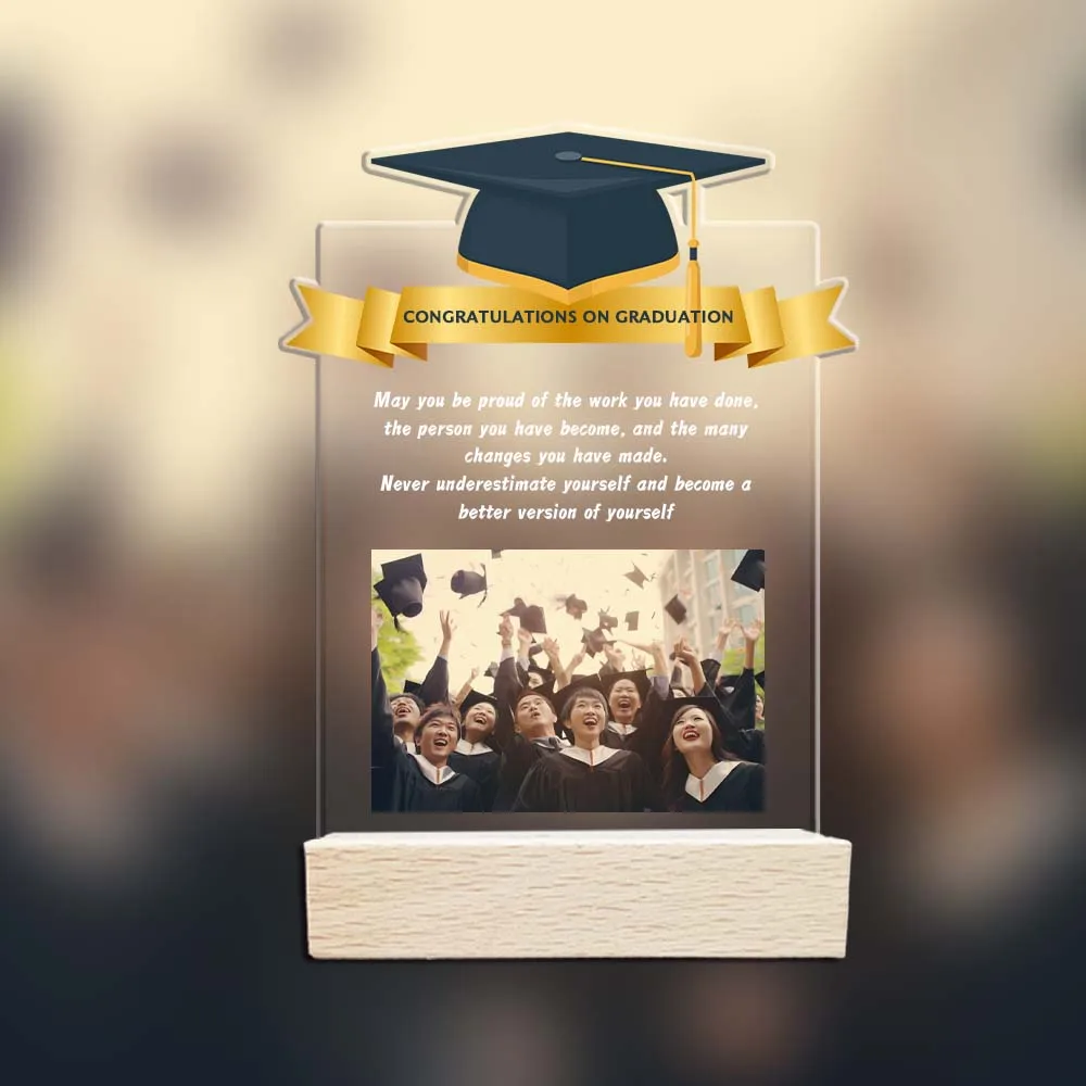 1pc Customized Photo Graduation Season Gift Acrylic Plaque, Wooden Base, Graduation Blessing Gift, Acrylic Customized Plaque image 4