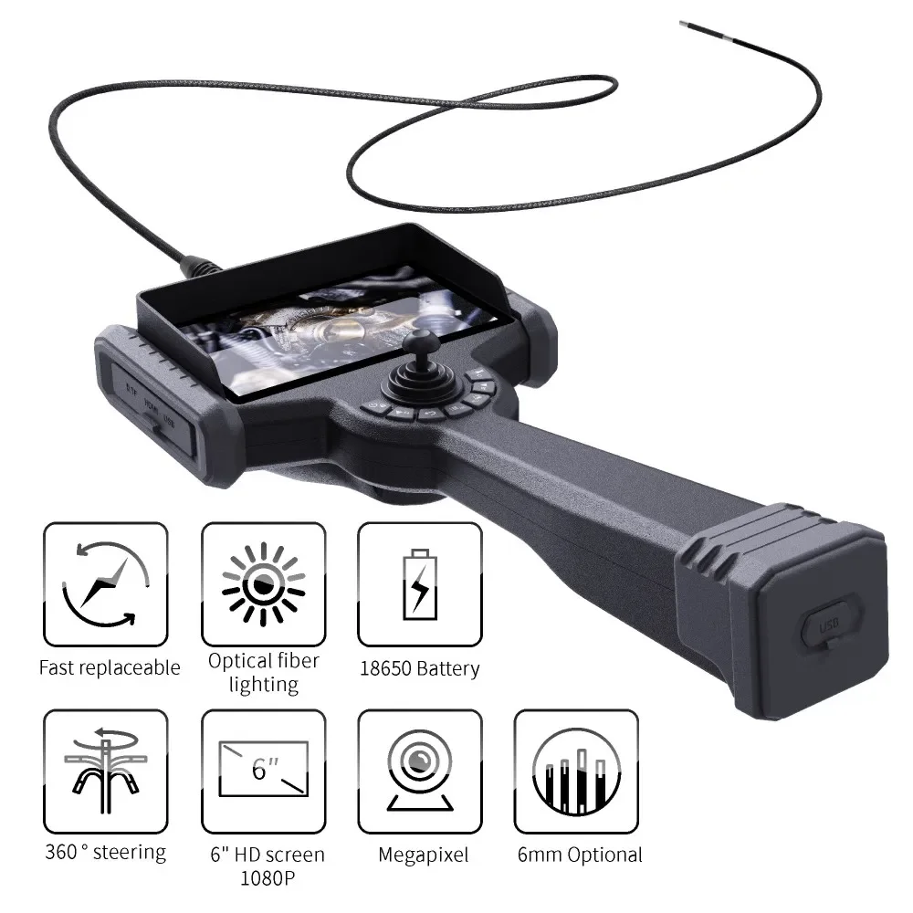 VSNDT inspection   industrial endoscope, sewer   with 6mm diameter, 1080P articulating digital