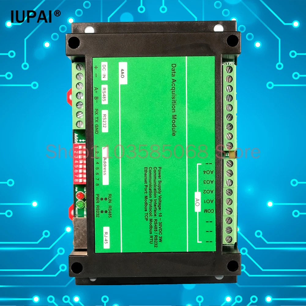 4AO 4-channel Analog Output Ethernet Module 0-20MA/4-20MA/0-5V/0-10V Compatible With RS485 MODBUS TCP Communication Controller