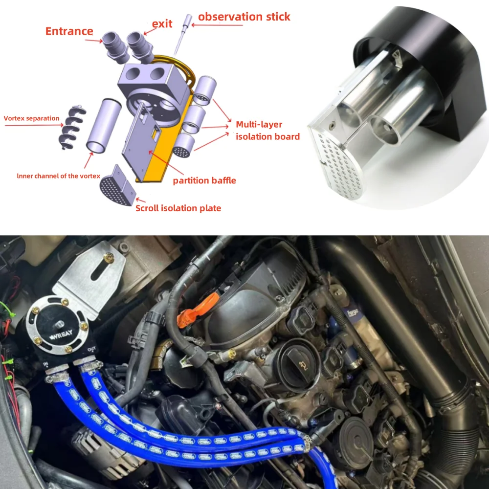 EA888 Engine Oil Breather Tank Modified  Oil-Gas Separator Car Anti-Carbon Build-Up Exhaust Recovery Filter Tank catch can