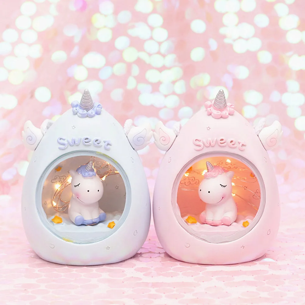 

Cute Unicorn Led Night Small Size Pink Eco Resin Lamp For Bedroom Decoration Study Stairs Unicorn Night Light Cartoon Lamp