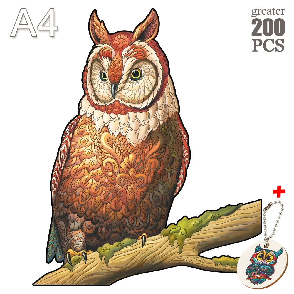 Popular Wooden Jigsaw Puzzles Brightly Colored Wolf Owl Eagle Cat Wooden Puzzles Senior Animal Intellectual Toy For Adults Kids