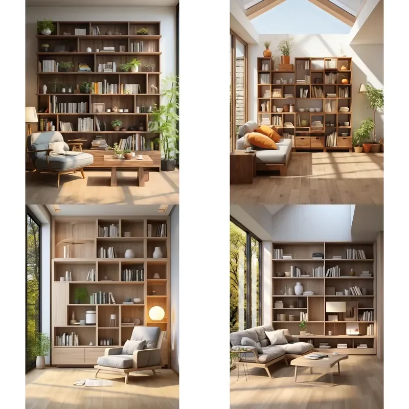 Custom Built-in Bookcase Design Modern Wooden Storage Solutions for Living Room Study Office