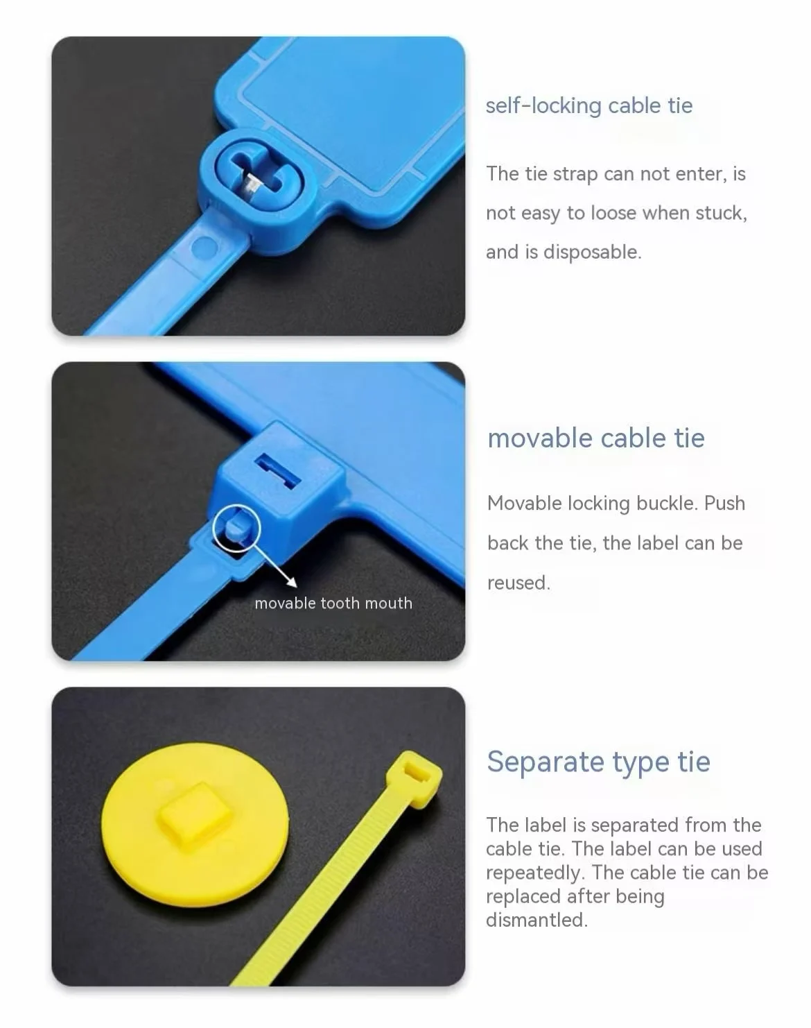 RFID UHF สายผูกหมวดหมู่ 860-960MHz 18000-6C ทิ้งแถมอิเล็กทรอนิกส์: สายไฟและการจัดการสายเคเบิลป้าย 50pcs
