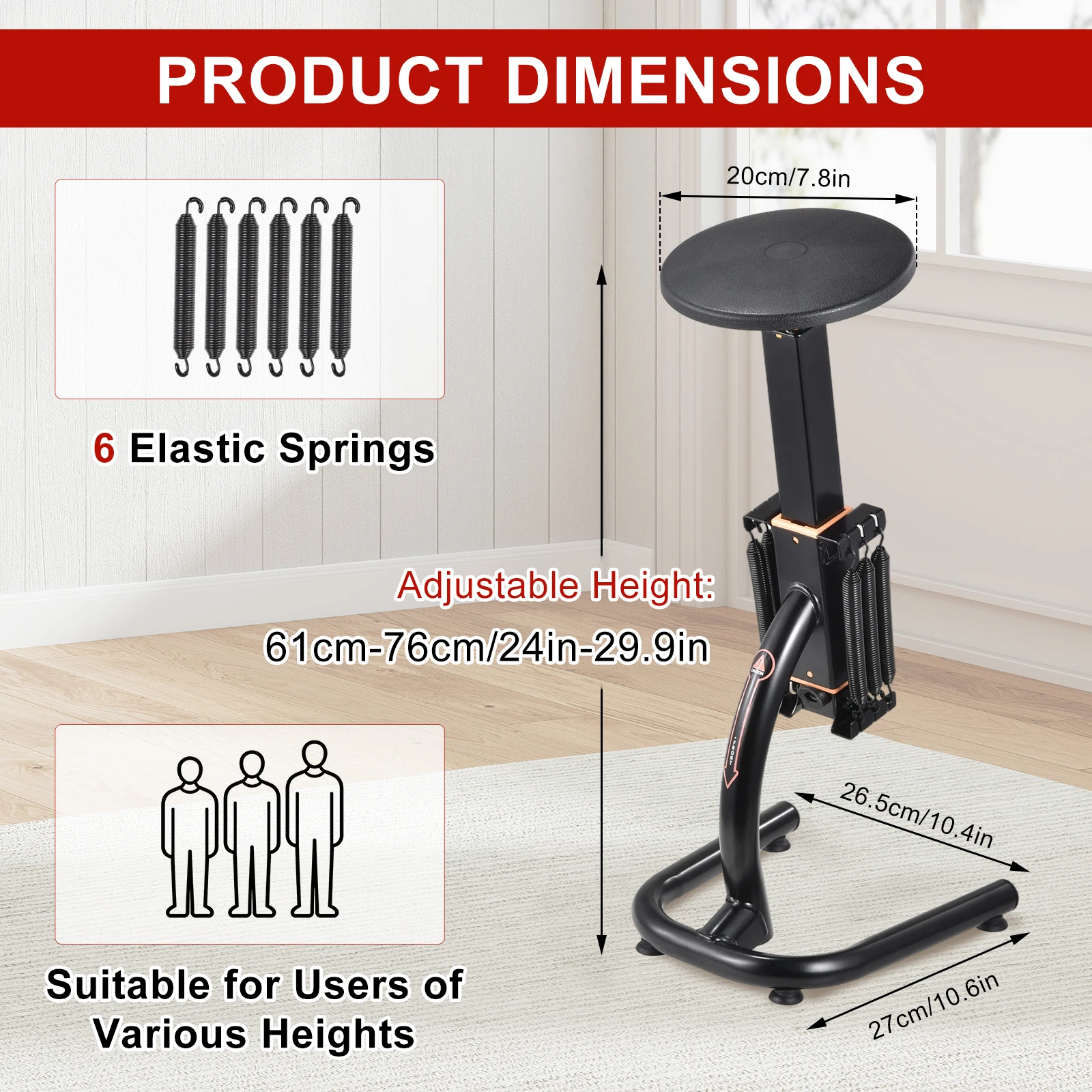Squat Machine for Home Gym Adjustable Glute Leg Core Strengthener, Assisted Squat Trainer with Variable Resistance Intensity, Compact Exercise Equipment for Low Impact Lower Body Workout and Gluteal Lift