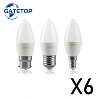 6Pcs Led Bulb Lamps Candle min E14 E27 B22 3W 5W 6W 7W 3000k 4000k 6000k AC220v-240v Led Candle Bulb For Home Decoration Lamp