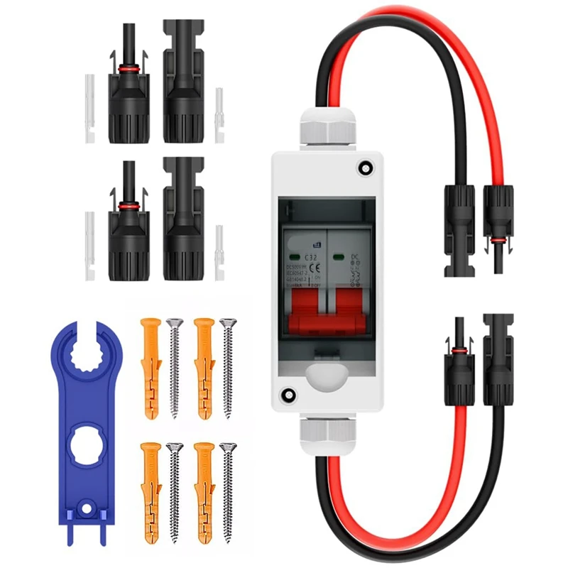 Solar Panel Disconnect Switch, CGELE32A DC 500V Breaker Box PV Disconnect Switch With IP65 Waterproof Box