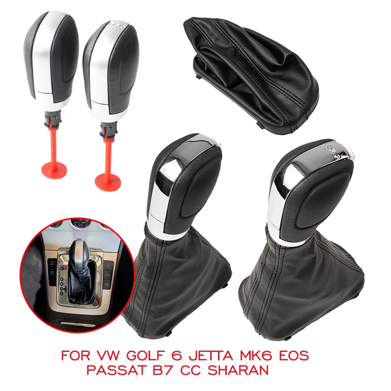 

Automatic Car Leather Gear Shift Knob Handle Stick Pen Gaiter Boot Case For VW Golf 6 Jetta MK6 EOS Passat B7 CC Sharan 7N DSG