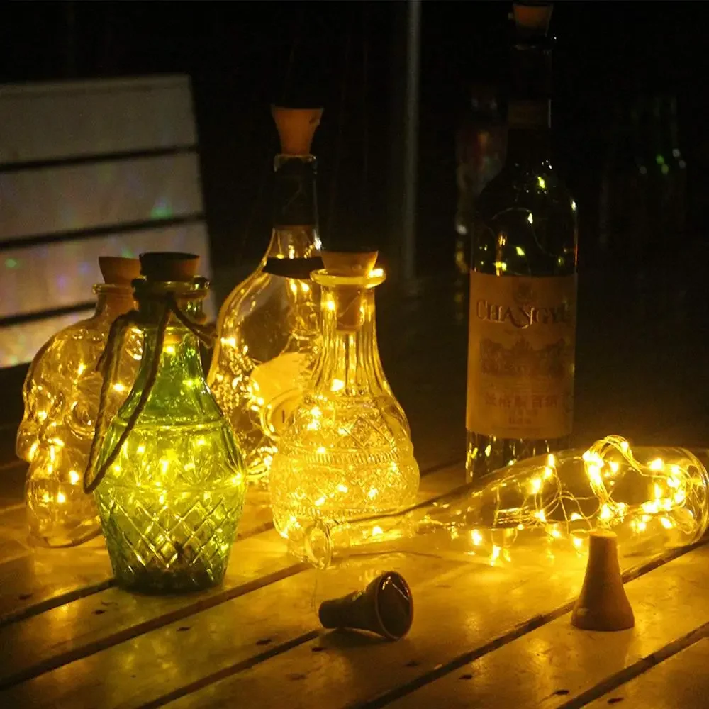 10PCS Solar Wine Bottle Lights 20 LED Solar Cork String Light Copper Wire Fairy Light for Holiday Christmas Party Wedding Decor