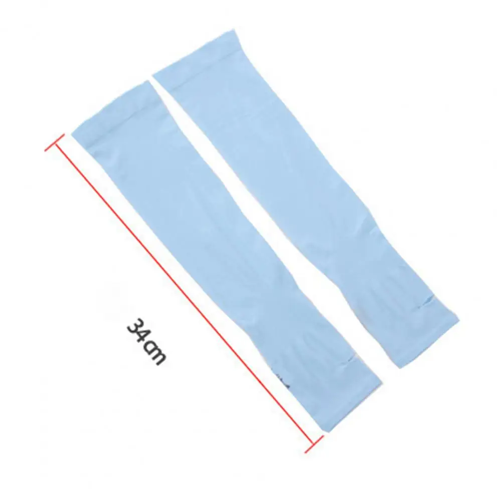 1Pair Sunblock Sleeve Practical Solid Color Ice Cover Sunscreen Protection Cover Long Cooling Arm Sleeve for Hiking